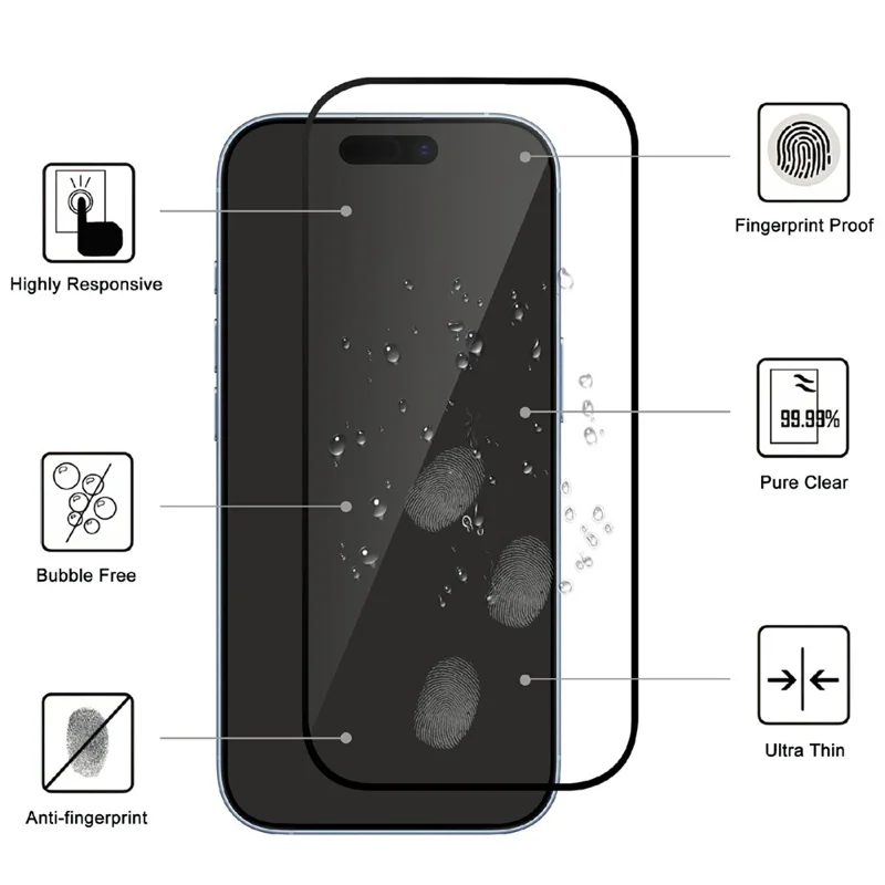 For iPhone 18 Pro AGC Tempered Glass with Black Edge Full Glue Full Coverage Screen Protector