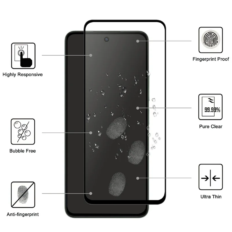 Защитное стекло AGC для OnePlus Nord CE6 Lite 5G с черным краем, полная адгезия клея, защита экрана