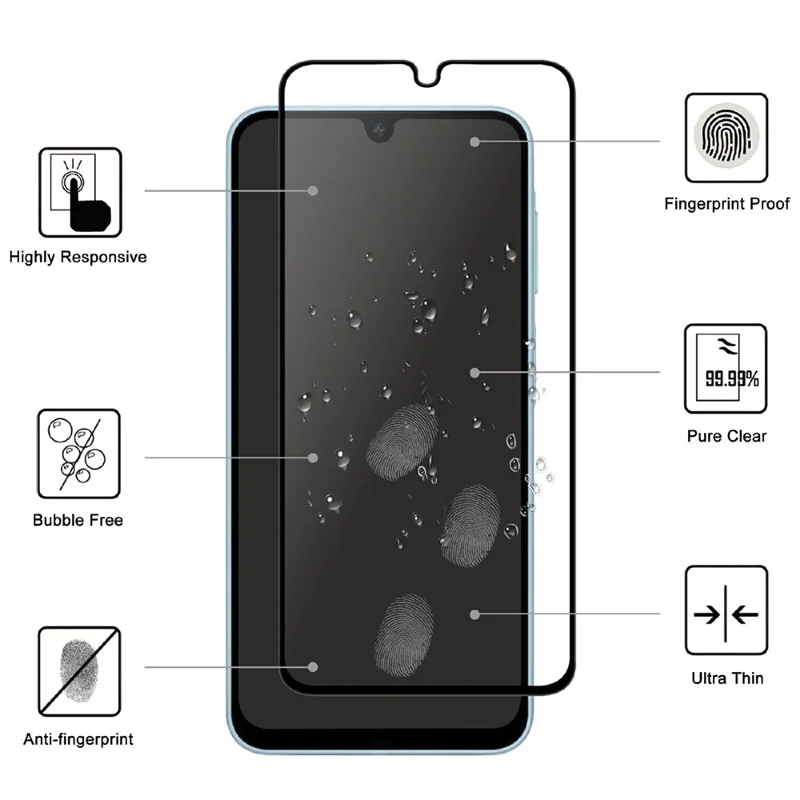 For Samsung Galaxy A18 5G / A18 4G / A17 5G / A17 4G AGC Tempered Glass with Black Edge Full Glue Full Coverage Screen Protector