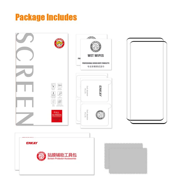 ENKAY HAT PRINCE 2Pcs / Set for OnePlus 11 5G HD 3D Curved Full Screen Protector Side Glue Tempered Glass Film Support Fingerprint Unlock