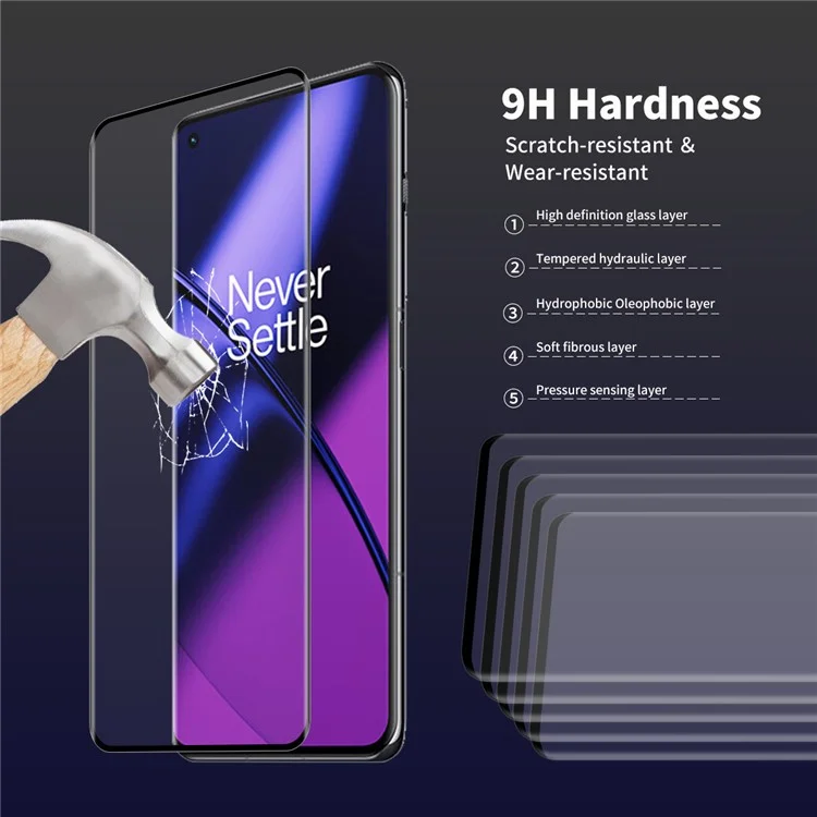 ENKAY HAT PRINCE for OnePlus 11 5G 0.26mm 3D Curved Full Glue Tempered Glass Full Screen Protector Support Fingerprint Unlock