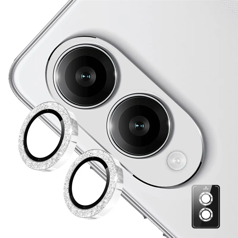 For Samsung Galaxy Z Fold8 Camera Lens Protector ENKAY Hat-Prince Glitter Decor Tempered Glass Lens Film - Silver