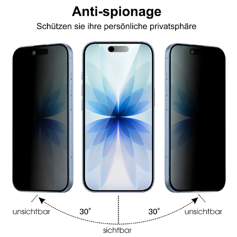 For iPhone 18 Pro Tempered Glass Screen Protector 2.5D Arc Edge Anti-Spy Film