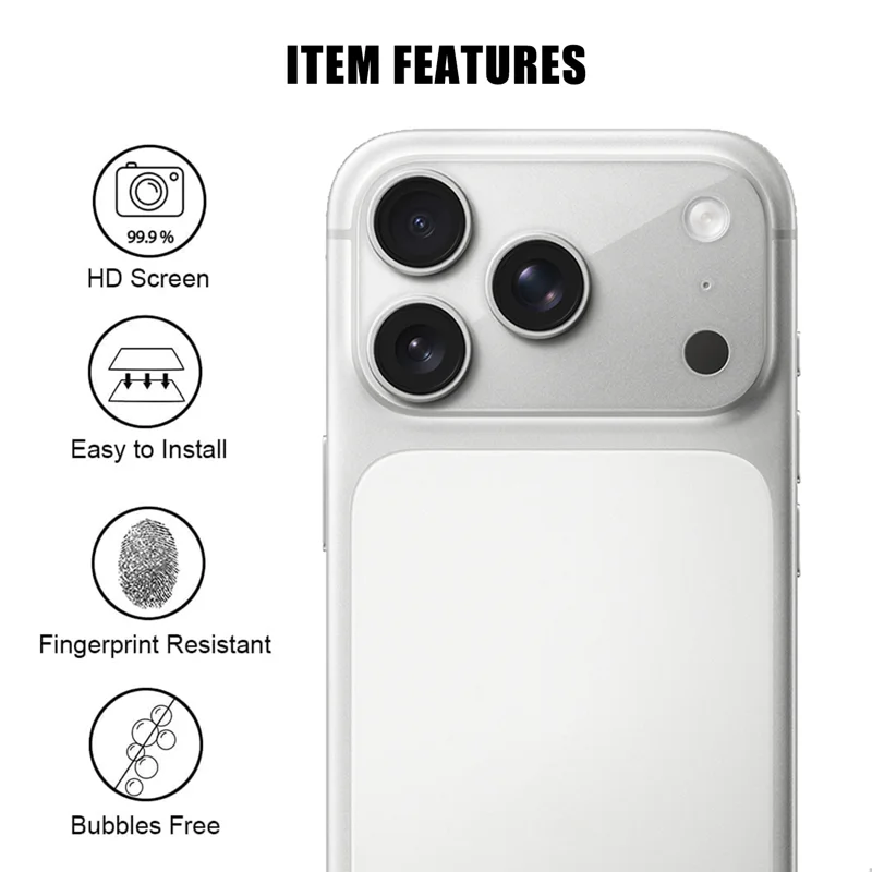 For iPhone 18 Pro Max Full Cover Camera Lens Protector High Definition Anti Fingerprint AR Tempered Glass Lens Film - Transparent - 2