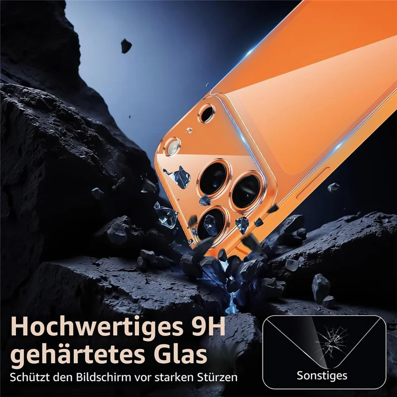 For iPhone 17 Pro Max Back Protector 2Pcs 2.5D Arc Edge Tempered Glass Phone Back Film + 2Pcs Lens Film - Transparent