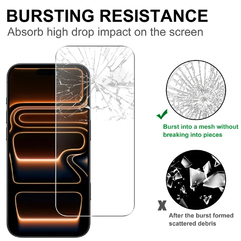 For iPhone 18 Pro Clear Tempered Glass Screen Protector Anti-Explosion Film (NOT Complete Covering) + Full Coverage Camera Lens Protector - Transparent