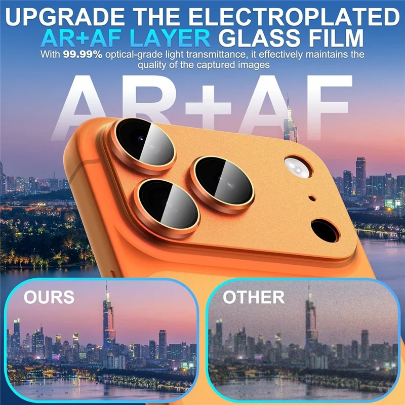 For iPhone 18 Pro Camera Lens Protector Matte Armor Full Coverage Anti-Scratch Tempered Glass Lens Film - Orange