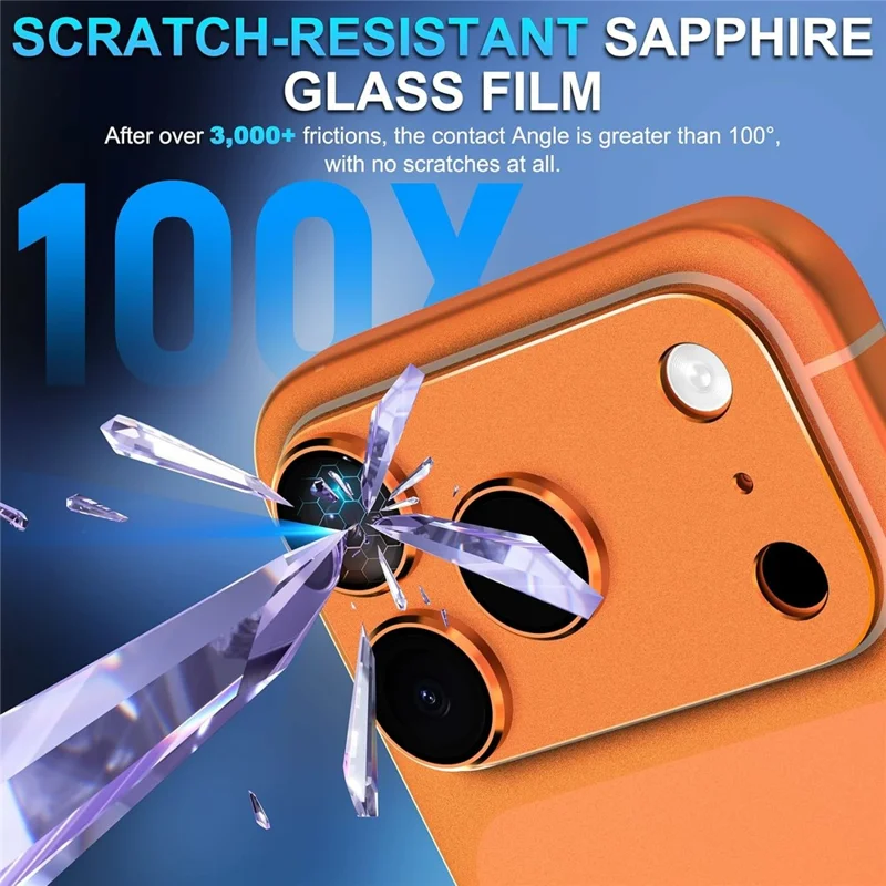 For iPhone 18 Pro Max Camera Lens Protector Matte Armor Full Coverage Anti-Scratch Tempered Glass Lens Film - Orange