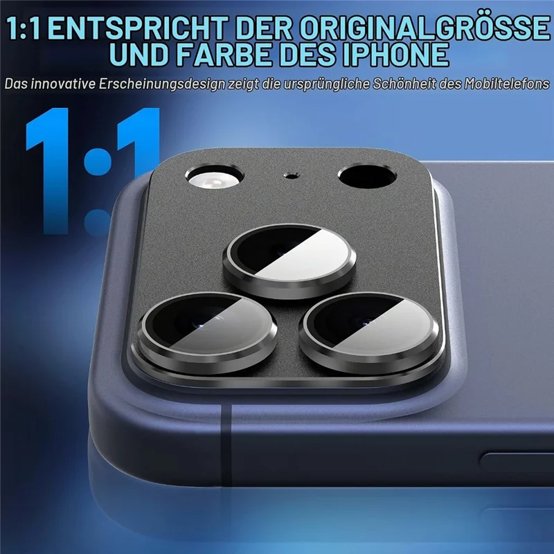 For iPhone 18 Pro Max Camera Lens Protector Matte Armor Full Coverage Anti-Scratch Tempered Glass Lens Film - Black