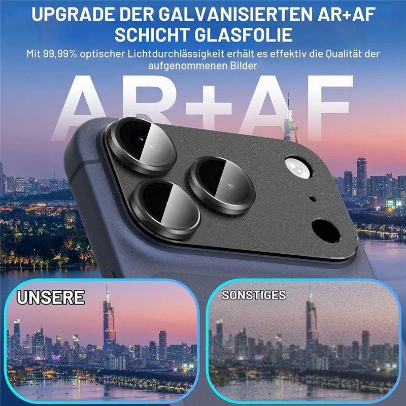 For iPhone 18 Pro Max Camera Lens Protector Matte Armor Full Coverage Anti-Scratch Tempered Glass Lens Film - Black
