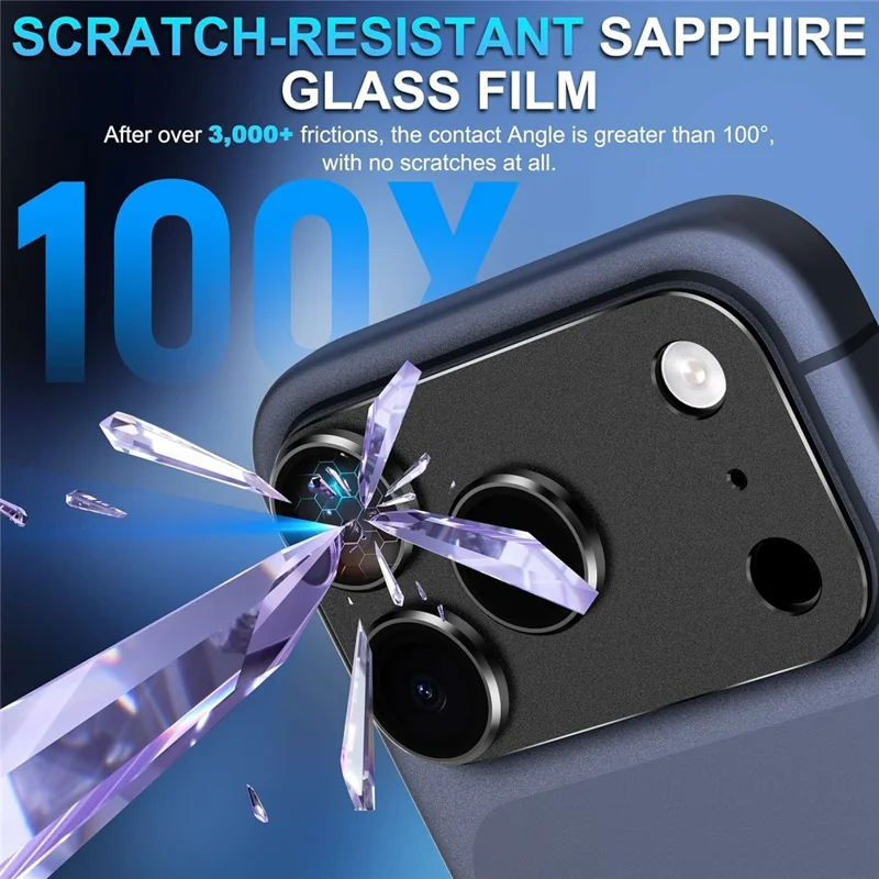 For iPhone 18 Pro Max Camera Lens Protector Matte Armor Full Coverage Anti-Scratch Tempered Glass Lens Film - Black