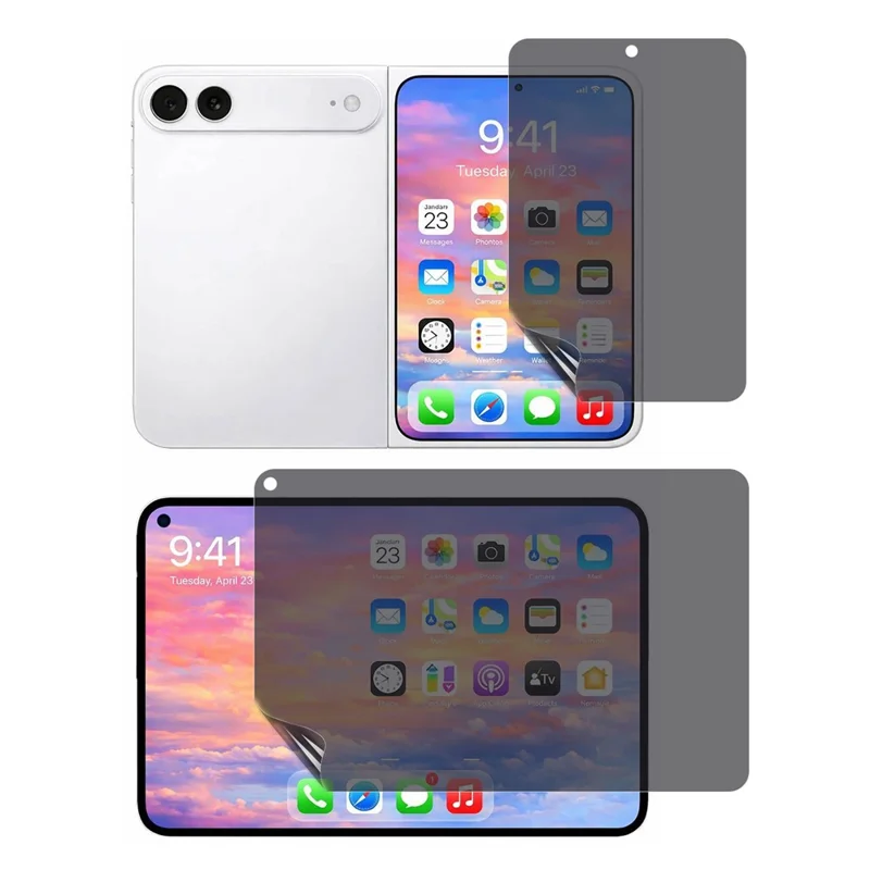 For iPhone Fold Privacy Hydrogel Screen Protector 180-Graders Anti Spy Foran / Bagsiden PET + TPU Film