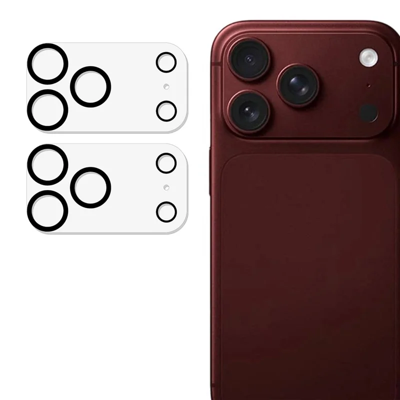 2Pcs For iPhone 18 Pro Max Full Coverage Camera Lens Protector Silk Printing Tempered Glass Lens Film 3D Arc Edge - Black