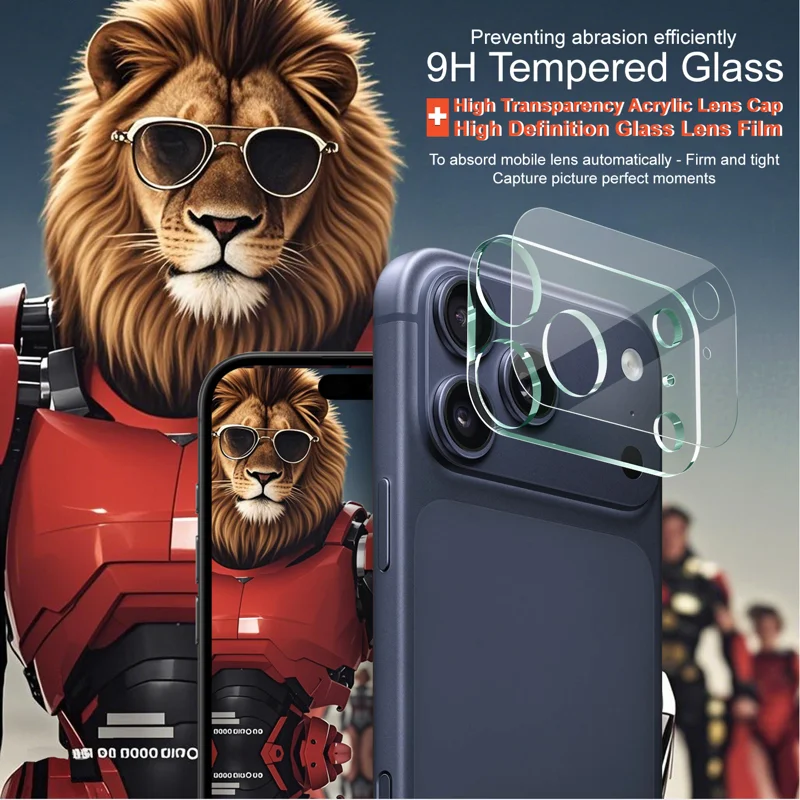 IMAK for iPhone 18 Pro Tempered Glass Full Cover Camera Lens Protector + Acrylic Lens Cap - Transparent - 4