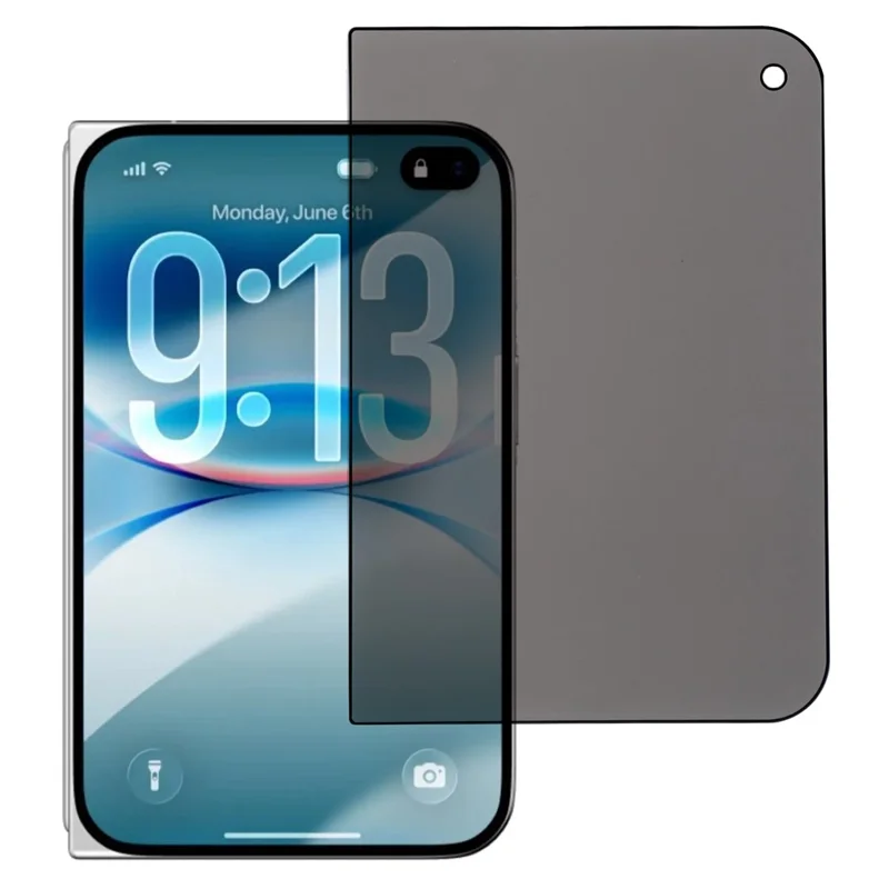For iPhone Fold Privacy Screen Protector Silk Printing Full Glue Tempered Glass Film (Outer Screen)