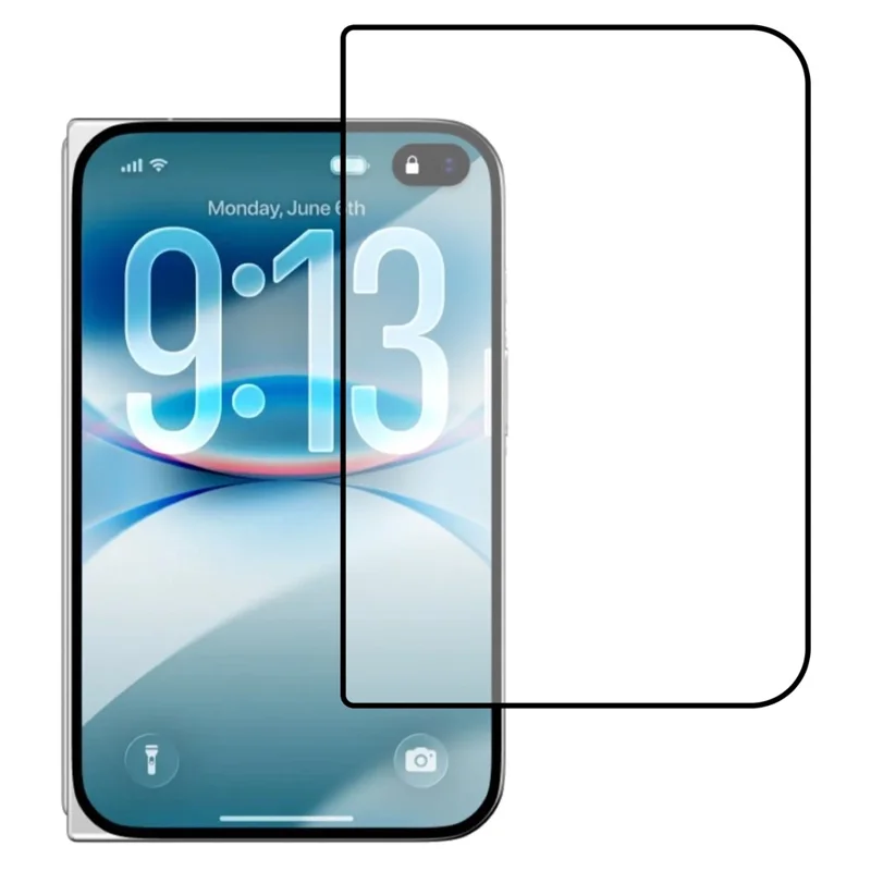For iPhone Fold Screen Protector Silk Printing Tempered Glass Full Glue Film (Outer Screen)
