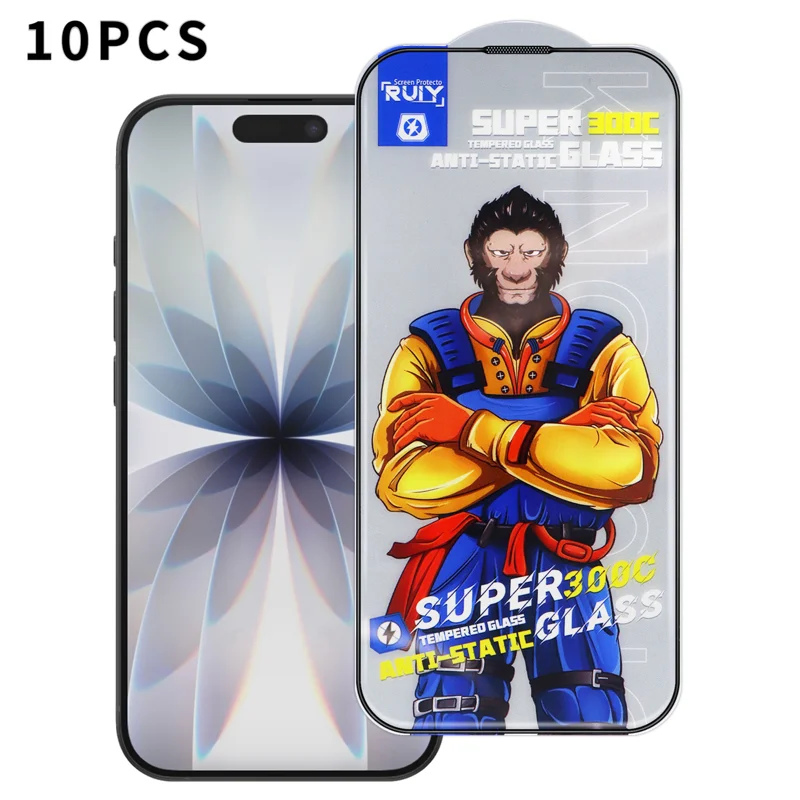 For iPhone 18 10Pcs Full Screen Protector 300C Large Arc Anti Static Silk Printing HD Clear Tempered Glass Film - Transparent - 1