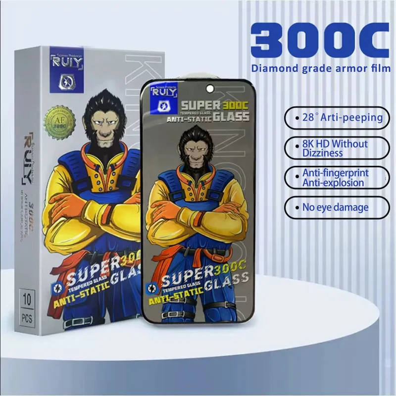 For iPhone 18 10Pcs Anti-Spy Full Screen Protector 300C Large Arc Anti Static Silk Printing Tempered Glass Film - Black - 2