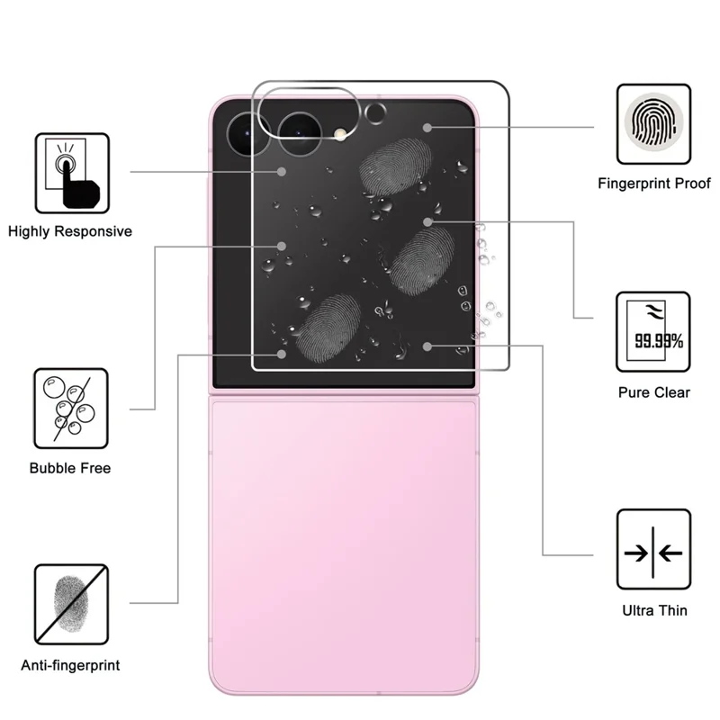 For Samsung Galaxy Z Flip8 Screen Protector 2.5D HD Tempered Glass Film (Not Complete Coverage) - Transparent