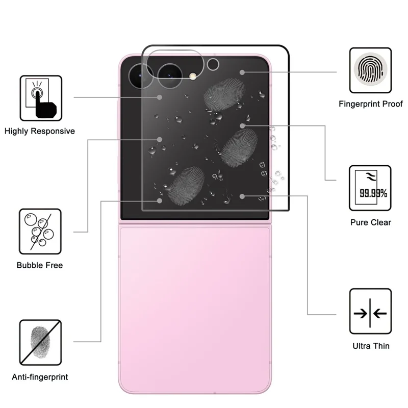 For Samsung Galaxy Z Flip8 Skærmbeskytter Sort Kant AGC Glas Fuld Limske, Fuld Dækning Skærmfilm