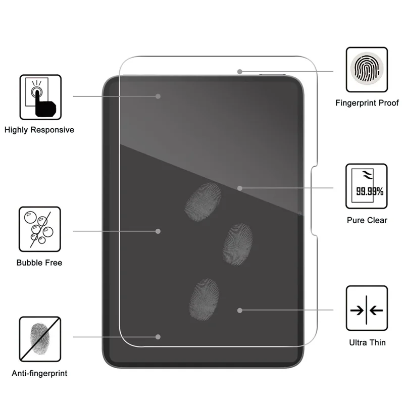 Protetor de Ecrã para iPad mini (2026) com Borda Arredondada em Vidro Temperado à Prova de Quebra