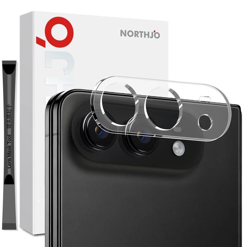 NORTHJO For iPhone Fold Camera Lens Protector Tempered Glass HD Clear 3D Full Coverage - Transparent
