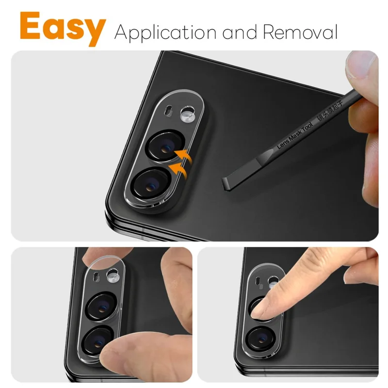 NORTHJO For iPhone Fold Silk Printing Camera Lens Protector Tempered Glass HD Clear 3D Full Coverage - Black