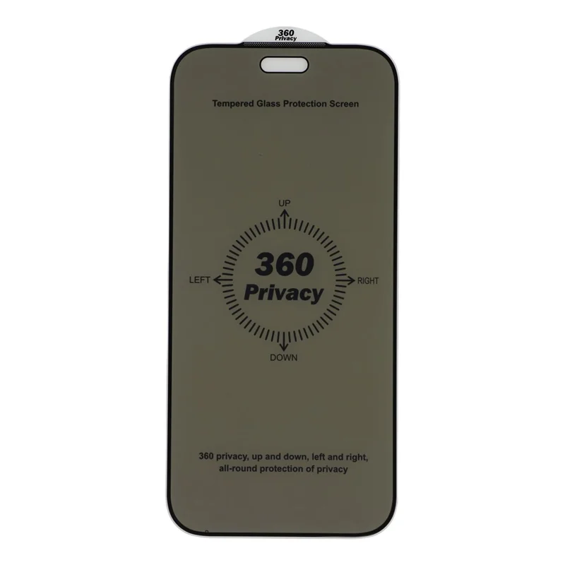 For iPhone 18 Pro Anti Blue Light Tempered Glass Film 360° Privacy Full Glue Matte Full Screen Protector - Black