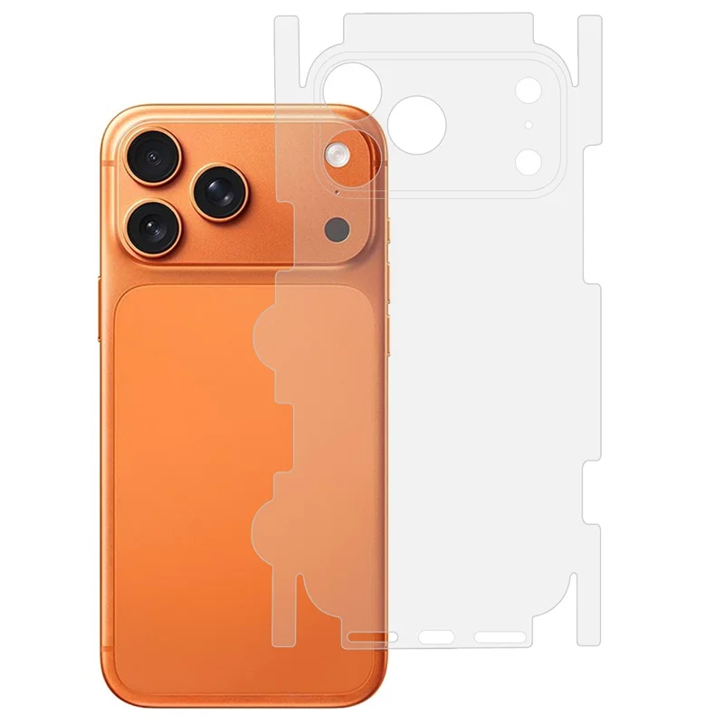 For iPhone 17 Pro Back Protector Covered Side Edge Anti-scratch PET Phone Back Cover Film - Transparent
