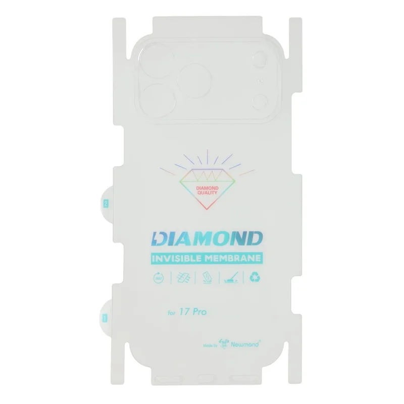 For iPhone 17 Pro Back Protector Covered Side Edge Anti-scratch PET Phone Back Cover Film - Transparent