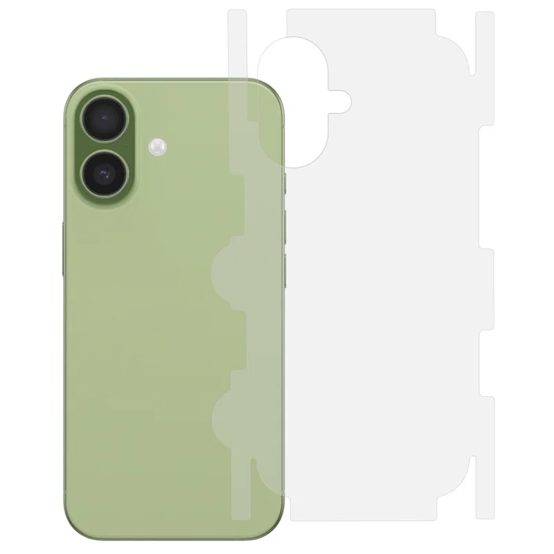 For iPhone 16 Back Protector Covered Side Edge Anti-scratch PET Phone Back Cover Film - Transparent