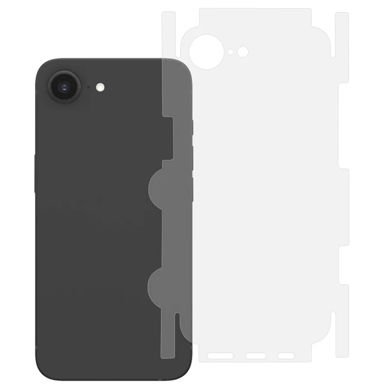 For iPhone 16e Back Protector Covered Side Edge Anti-scratch PET Phone Back Cover Film - Transparent