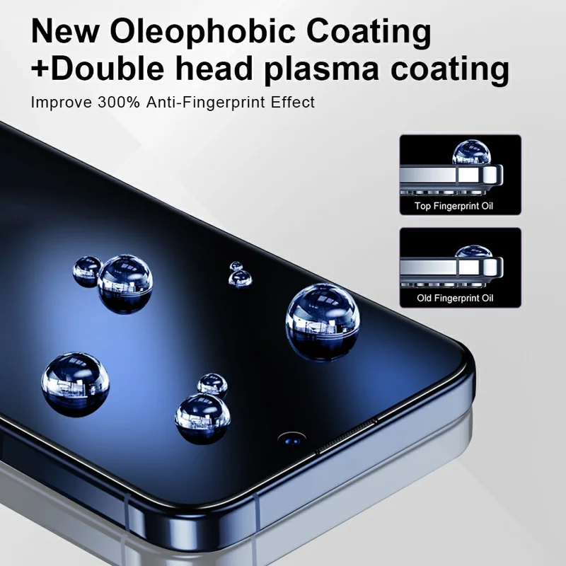 YONGPOLY voor iPhone 18 Pro Gehard Glas Zijde-afdruk HD Heldere Screenprotector met Stofdichte Net - Zwarte Rand