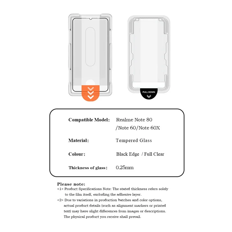 LEREACH For Realme Note 80 4G / Note 60 / Note 60x 4G Tempered Glass Full Screen Protector Anti-Fingerprint Film with Dust-Free Installation Tool - Transparent