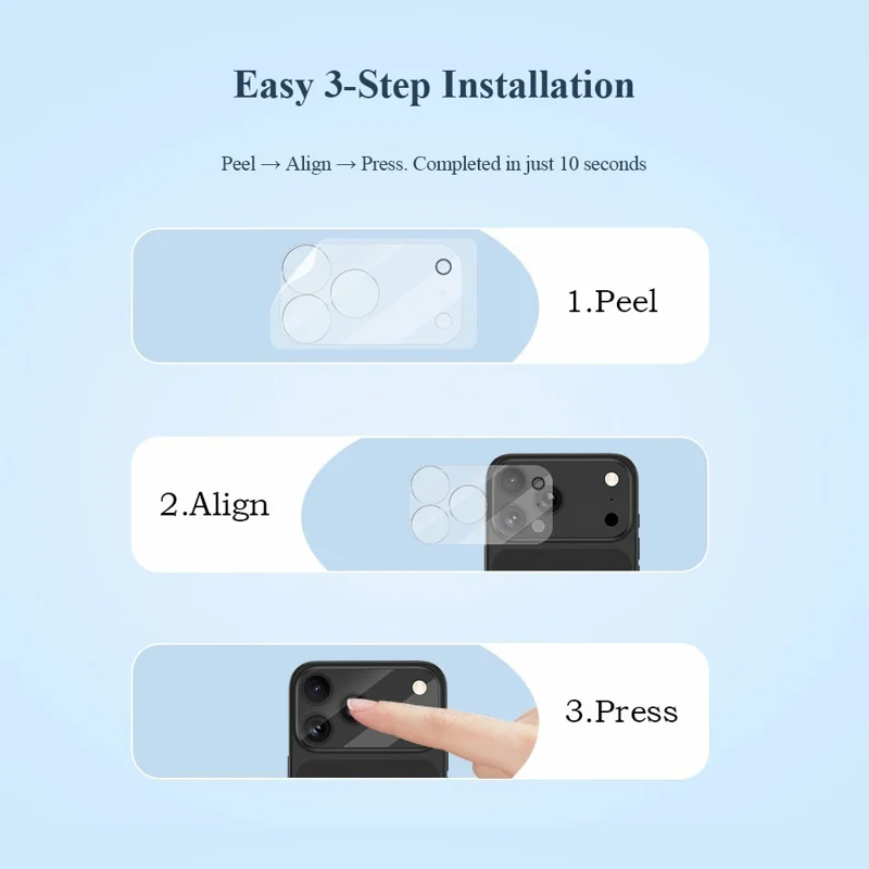 LEREACH For iPhone 18 Pro Max Camera Lens Protector 3D Full Coverage Tempered Glass Acrylic One-Piece Lens Film - Transparent