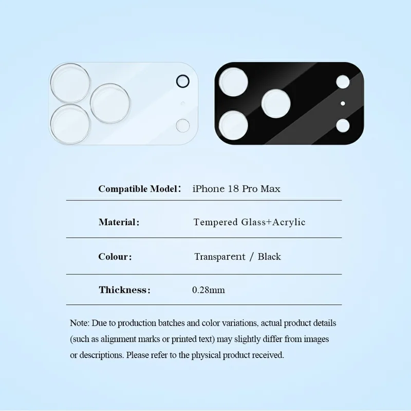 LEREACH For iPhone 18 Pro Max Camera Lens Protector 3D Full Coverage Tempered Glass Acrylic One-Piece Lens Film - Transparent