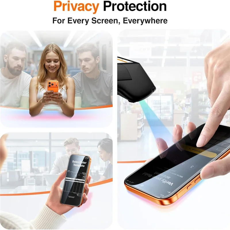 For iPhone 18 Pro Max Privacy Screen Protector 28 Degree Silk Printing High Aluminium-silicon Glass Film with Auto Dust-Elimination Installation - Black - 3