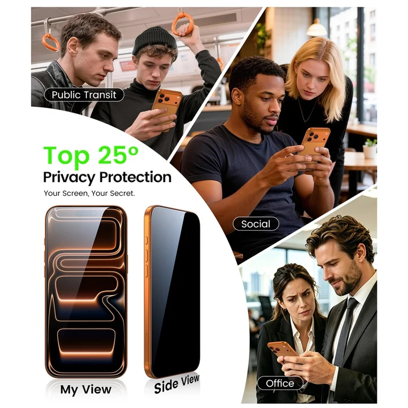 PANDASHIELD 3Pcs Privacy Screen Protectors for iPhone 18 Pro Max , 25° Anti-Spy Tempered Glass Film with Auto Alignment Kit - 2