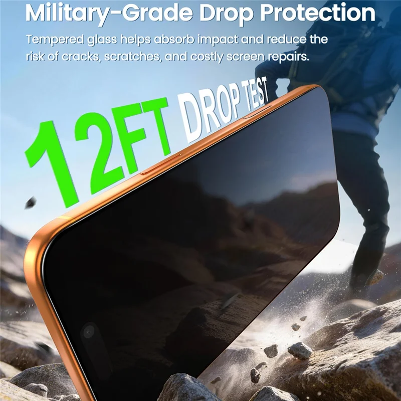 PANDASHIELD 3Pcs Privacy Screen Protectors for iPhone 18 Pro Max , 25° Anti-Spy Tempered Glass Film with Auto Alignment Kit - 6