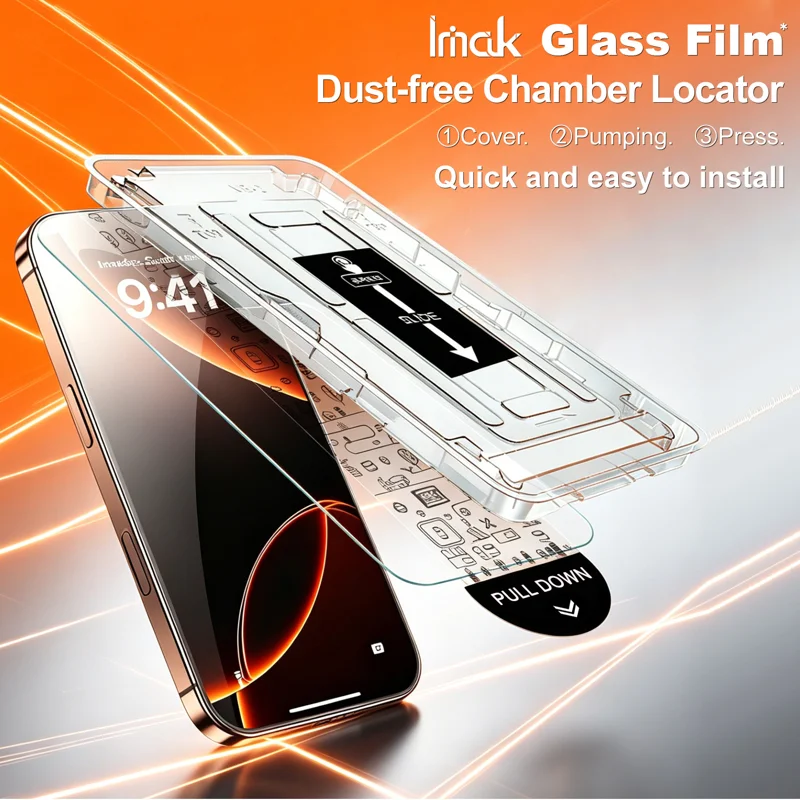 IMAK for iPhone 18 Pro H Series Tempered Glass Screen Protector Film with Dust-free Installation Tool - Transparent - 3