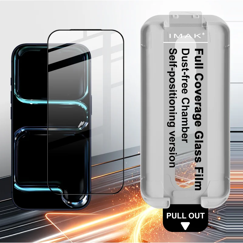 IMAK for iPhone 18 Pro Max 3Pcs Tempered Glass Full Screen Protector Full Glue Film with Dust-free Installation Tool - Black - 4