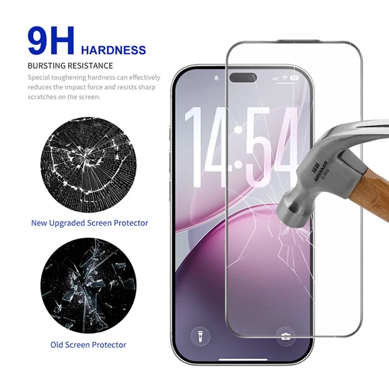 RURIHAI For iPhone 18 Screen Protector AG Electroplated Matte Full Coverage HD High Aluminium-silicon Glass Film - Transparent