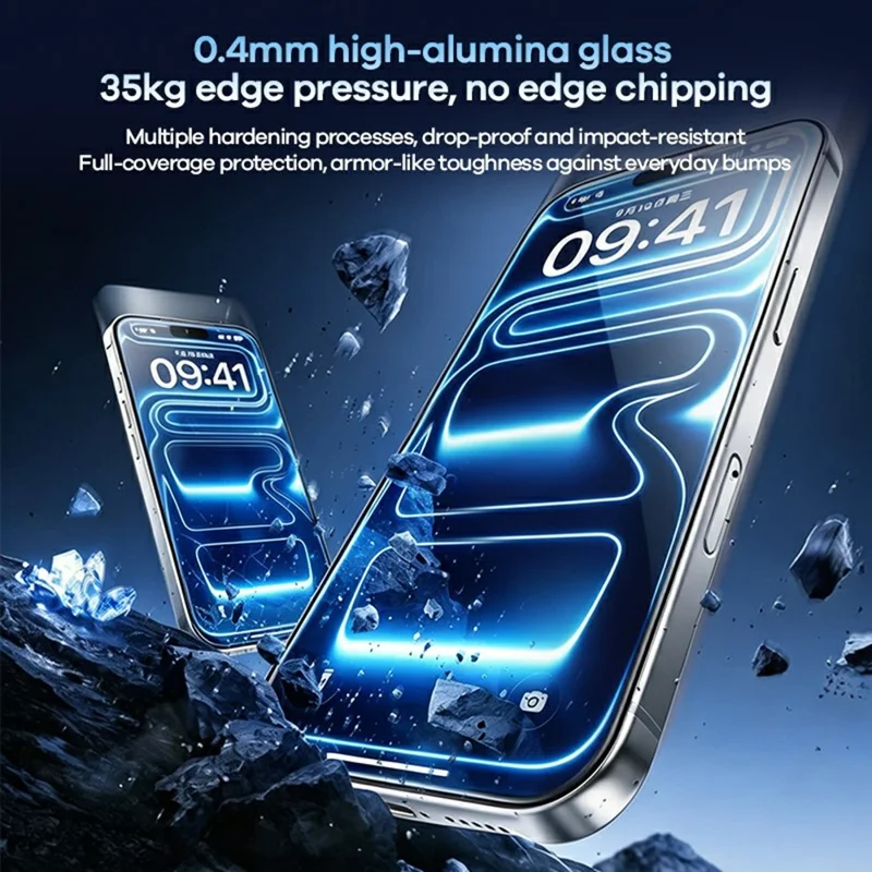 REMAX GL-45 Pour iPhone 15 Pro Max Protecteur d'écran HD intégral en verre transparent en aluminium-silicium de 0,4 mm - Transparent