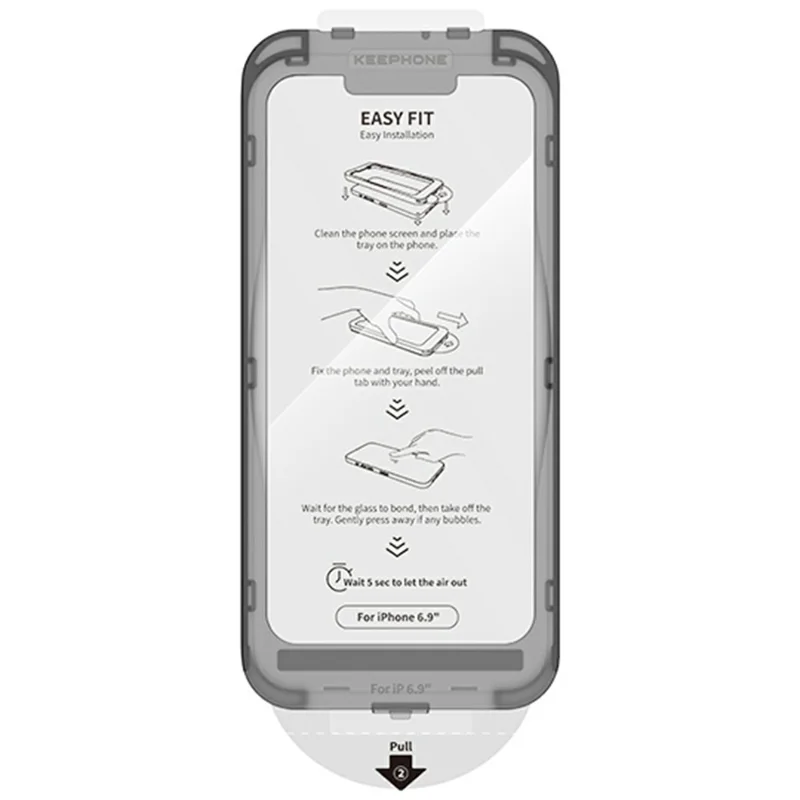 KEEPHONE EASY FIT Series for iPhone 18 Pro  /  17 Pro HD Full Screen Protector 9H High Aluminium-Silicon Glass Film with Application Tool - Transparent