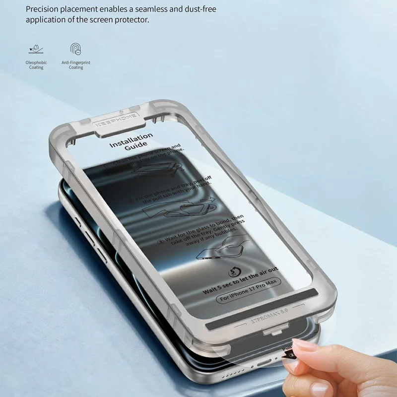 KEEPHONE EASY FIT Series for iPhone 18 Pro  /  17 Pro HD Full Screen Protector 9H High Aluminium-Silicon Glass Film with Application Tool - Transparent