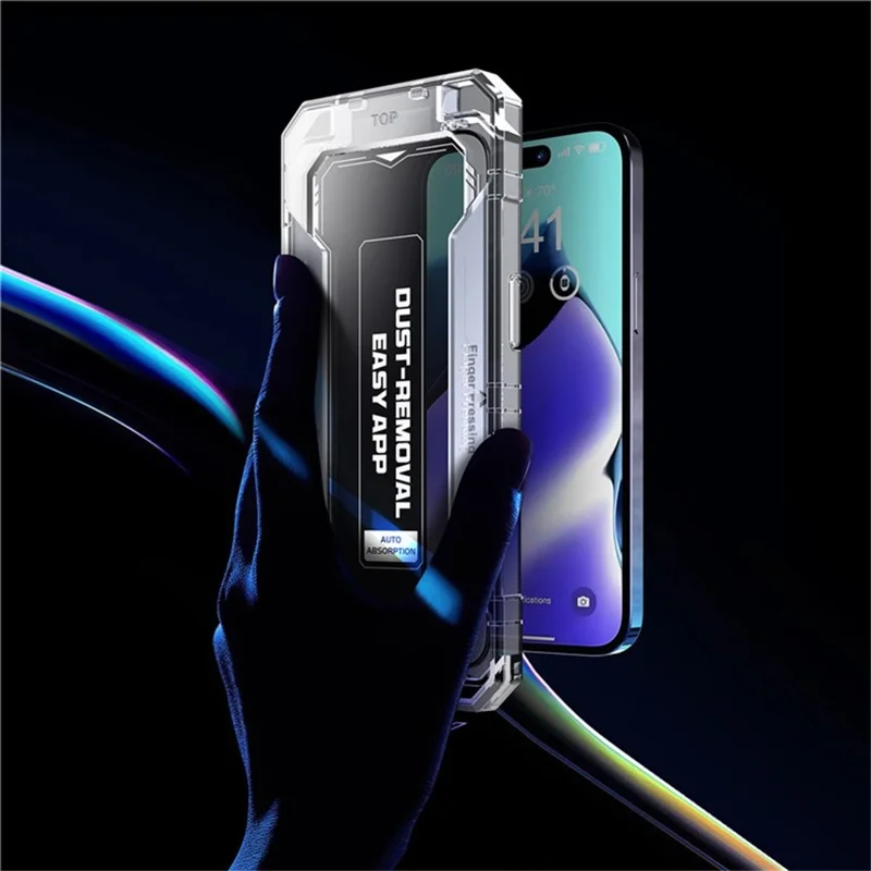 For iPhone 18 Pro Full Screen Protector Full Glue Silk Printing HD Tempered Glass Film Dust-Free Protector - Transparent