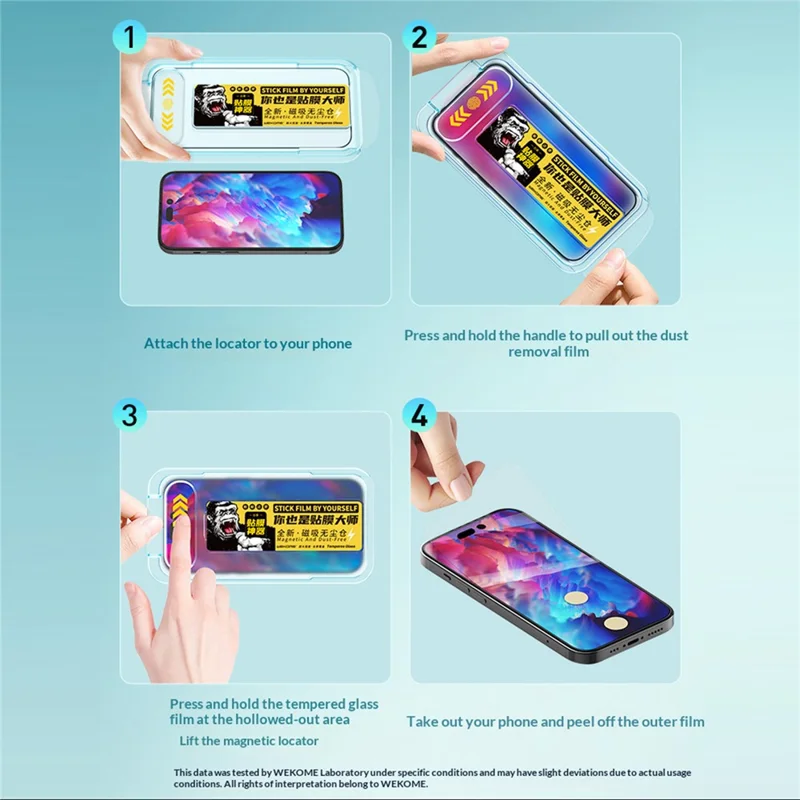 WEKOME WTP-034 For iPhone 16 Screen Protector 0.33mm Full Coverage High-Aluminium Silicon Glass Film with Automatic Alignment Dust-Free Tool - Transparent