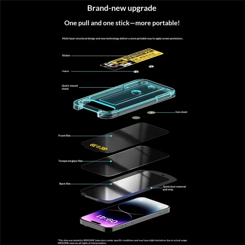 WEKOME WTP-034 For iPhone 16 Screen Protector 0.33mm Full Coverage High-Aluminium Silicon Glass Film with Automatic Alignment Dust-Free Tool - Transparent