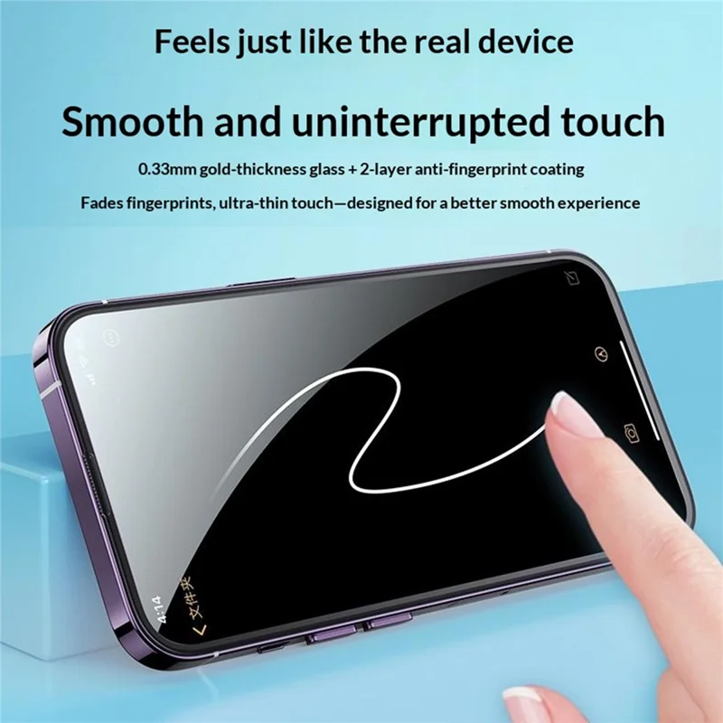 WEKOME WTP-034 for iPhone 16 Anti-Spy Screen Protector 0.33mm Full Coverage Privacy High Aluminium-Silicon Glass Film with Automatic Alignment Dust-Free Tool - Black