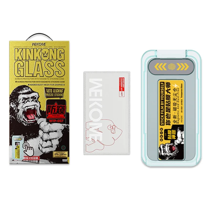WEKOME WTP-034 for iPhone 16 Anti-Spy Screen Protector 0.33mm Full Coverage Privacy High Aluminium-Silicon Glass Film with Automatic Alignment Dust-Free Tool - Black